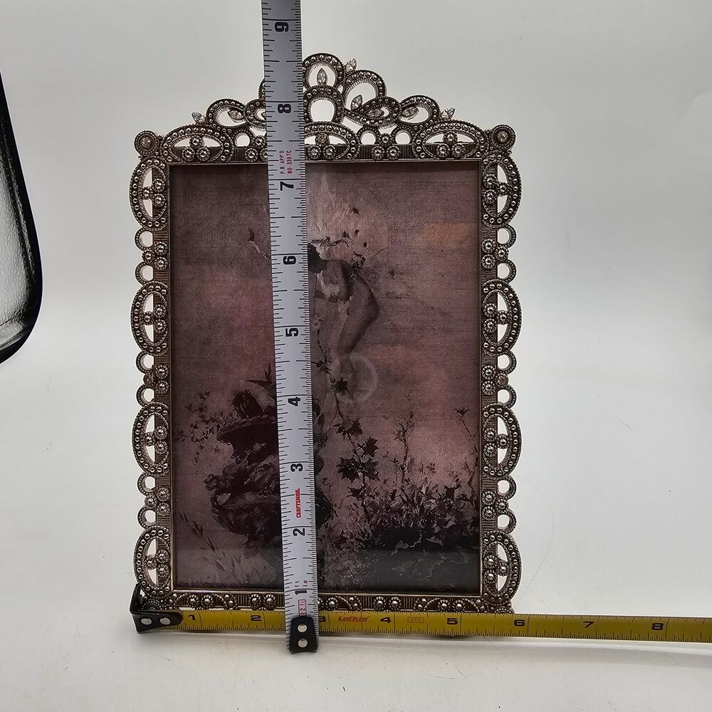 Ornate Silver Jeweled Picture Frame Vintage Style - Picture 8 of 9